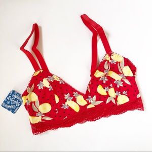 Free People Mari Printed Bralette Cherry Small
